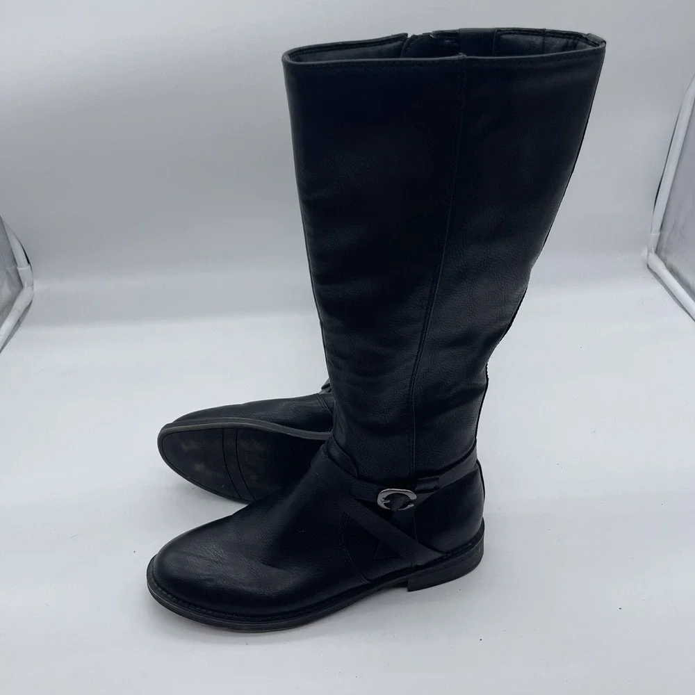 Frye & Co Gaylin Women's Size 7M Stacked Heel Riding Boots FOF23 Black Zipper